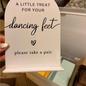 White Dancing Feet Sign